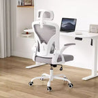 Chaise de bureau ergonomique TUYOHW, chaise pivotante d'ordinateur avec support lombaire réglable, accoudoirs relevables, appui-tête et dossier en maille pour la maison, la chambre à coucher
