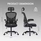 Chaise de bureau ergonomique TUYOHW, chaise pivotante d'ordinateur avec support lombaire réglable, accoudoirs relevables, appui-tête et dossier en maille pour la maison, la chambre à coucher