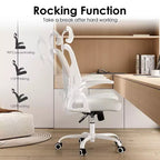 Chaise de bureau ergonomique TUYOHW, chaise pivotante d'ordinateur avec support lombaire réglable, accoudoirs relevables, appui-tête et dossier en maille pour la maison, la chambre à coucher