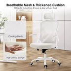 Chaise de bureau ergonomique TUYOHW, chaise pivotante d'ordinateur avec support lombaire réglable, accoudoirs relevables, appui-tête et dossier en maille pour la maison, la chambre à coucher