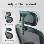 Chaise de bureau ergonomique TUYOHW, chaise pivotante d'ordinateur avec support lombaire réglable, accoudoirs relevables, appui-tête et dossier en maille pour la maison, la chambre à coucher