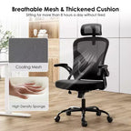 Chaise de bureau ergonomique TUYOHW, chaise pivotante d'ordinateur avec support lombaire réglable, accoudoirs relevables, appui-tête et dossier en maille pour la maison, la chambre à coucher