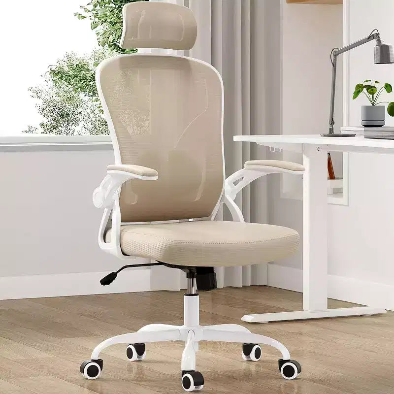 Chaise de bureau ergonomique TUYOHW, chaise pivotante d'ordinateur avec support lombaire réglable, accoudoirs relevables, appui-tête et dossier en maille pour la maison, la chambre à coucher