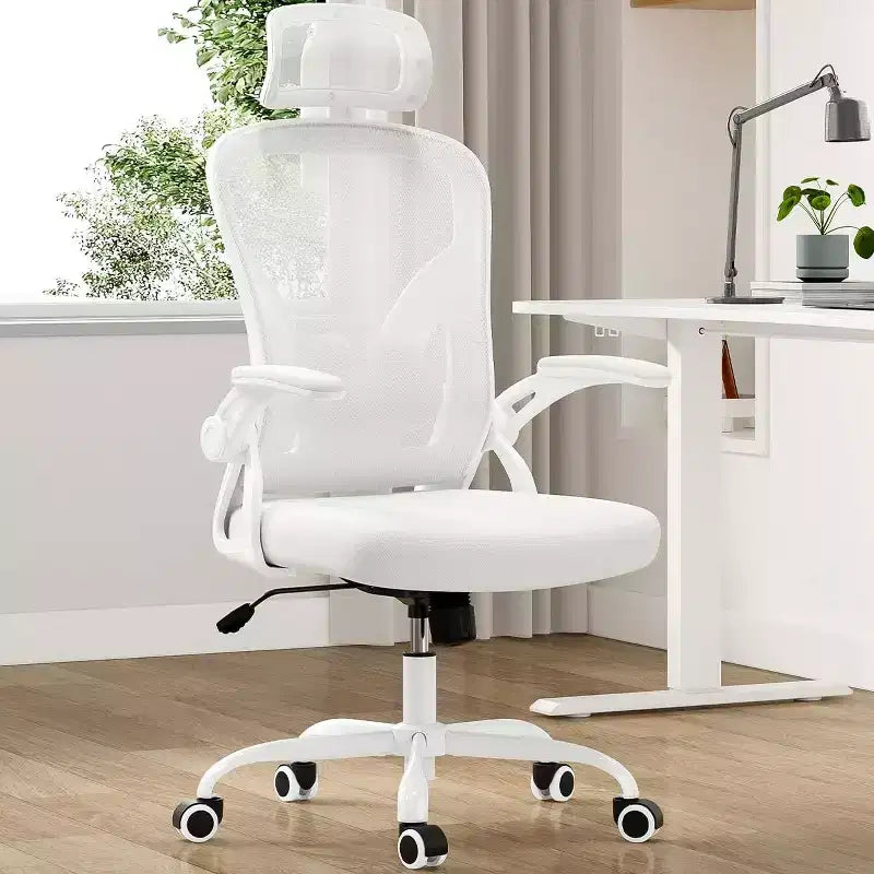 Chaise de bureau ergonomique TUYOHW, chaise pivotante d'ordinateur avec support lombaire réglable, accoudoirs relevables, appui-tête et dossier en maille pour la maison, la chambre à coucher