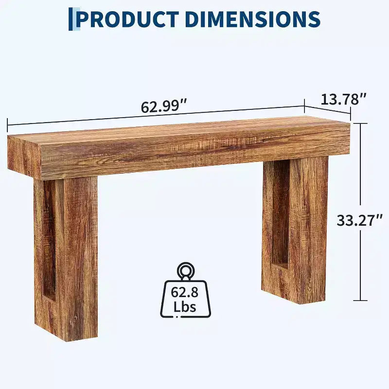 COZONY Table console longue en bois de 160 cm, rectangulaire, style ferme, résistante à l'eau et aux rayures, pour salon, couloir, hall d'entrée, derrière le canapé