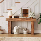 COZONY Table console longue en bois de 160 cm, rectangulaire, style ferme, résistante à l'eau et aux rayures, pour salon, couloir, hall d'entrée, derrière le canapé