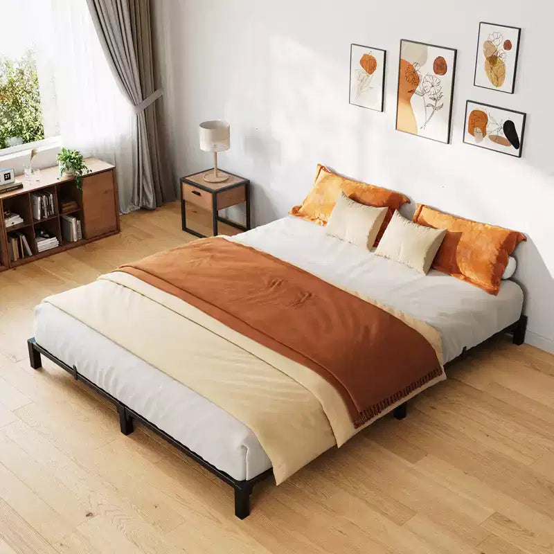 8 Inch King Size Metal Bed Frame, Low Profile Platform with Sturdy Mattress Foundation, Noise Free Easy Assembly, No Box Spring Needed