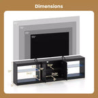 Meuble TV Costway avec prises de courant, lumières LED réglables et placard de rangement pour téléviseurs jusqu'à 85 pouces, noir/blanc