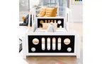 Lit de sol TUYOHW jumeau, Cadre de lit plateforme classique en forme de voiture avec roues décoratives et portes latérales, Lit enfant en bois de pin robuste, Lit pour tout-petits