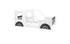 Lit de sol TUYOHW jumeau, Cadre de lit plateforme classique en forme de voiture avec roues décoratives et portes latérales, Lit enfant en bois de pin robuste, Lit pour tout-petits