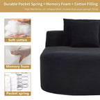Chaise longue surdimensionnée en velours côtelé avec assise large de 117 cm, canapé-lit confortable avec oreillers pour salon ou chambre à coucher-Panipeachy