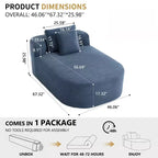 Chaise longue surdimensionnée en velours côtelé avec assise large de 117 cm, canapé-lit confortable avec oreillers pour salon ou chambre à coucher-Panipeachy