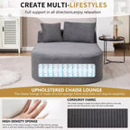 Chaise longue surdimensionnée en velours côtelé avec assise large de 117 cm, canapé-lit confortable avec oreillers pour salon ou chambre à coucher-Panipeachy