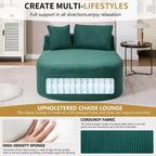 Chaise longue surdimensionnée en velours côtelé avec assise large de 117 cm, canapé-lit confortable avec oreillers pour salon ou chambre à coucher-Panipeachy