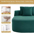 Chaise longue surdimensionnée en velours côtelé avec assise large de 117 cm, canapé-lit confortable avec oreillers pour salon ou chambre à coucher-Panipeachy