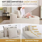 Chaise longue surdimensionnée en velours côtelé avec assise large de 117 cm, canapé-lit confortable avec oreillers pour salon ou chambre à coucher-Panipeachy