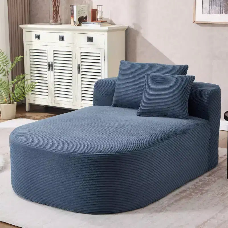 Chaise longue surdimensionnée en velours côtelé avec assise large de 117 cm, canapé-lit confortable avec oreillers pour salon ou chambre à coucher-Panipeachy