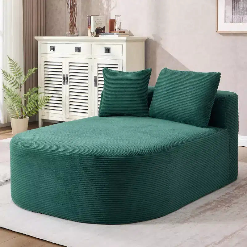 Chaise longue surdimensionnée en velours côtelé avec assise large de 117 cm, canapé-lit confortable avec oreillers pour salon ou chambre à coucher-Panipeachy