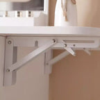 Coiffeuse Okak avec tabouret de rangement, coiffeuse de maquillage avec prise de courant et grand meuble de rangement, table de maquillage pour salon, chambre, blanc