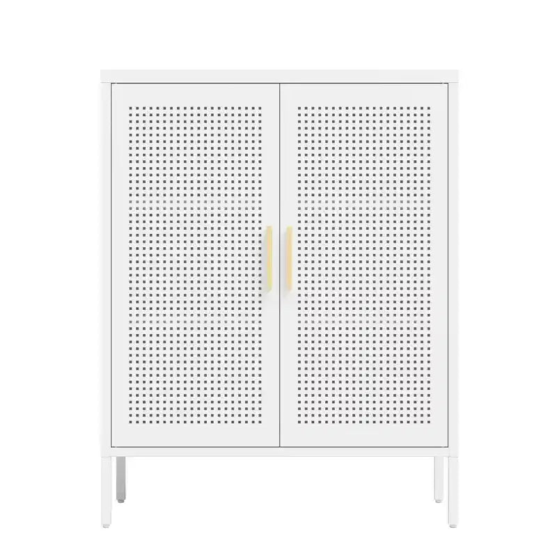 VIYET 31.5Metal Storage Cabinet - 2 Doors & 2 Adjustable Shelves, Steel File Cabinet (No Lock), White