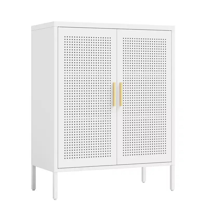 VIYET 31.5 Armoire de Rangement en Métal - 2 Portes et 2 Étagères Réglables, Meuble de Rangement en Acier (Sans Serrure), Blanc