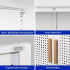 VIYET 31.5 Armoire de Rangement en Métal - 2 Portes et 2 Étagères Réglables, Meuble de Rangement en Acier (Sans Serrure), Blanc