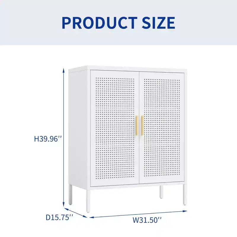 VIYET 31.5 Armoire de Rangement en Métal - 2 Portes et 2 Étagères Réglables, Meuble de Rangement en Acier (Sans Serrure), Blanc