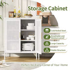 VIYET 31.5 Armoire de Rangement en Métal - 2 Portes et 2 Étagères Réglables, Meuble de Rangement en Acier (Sans Serrure), Blanc