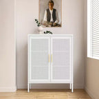 VIYET 31.5 Armoire de Rangement en Métal - 2 Portes et 2 Étagères Réglables, Meuble de Rangement en Acier (Sans Serrure), Blanc