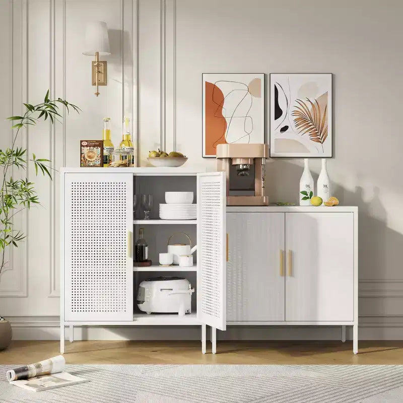 VIYET 31.5 Armoire de Rangement en Métal - 2 Portes et 2 Étagères Réglables, Meuble de Rangement en Acier (Sans Serrure), Blanc