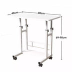 Table réglable mobile pour chevet ou dortoir, table d'ordinateur portable, d'étude et de salle à manger de 80x40cm pour la maison ou la chambre à coucher