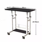 Table réglable mobile pour chevet ou dortoir, table d'ordinateur portable, d'étude et de salle à manger de 80x40cm pour la maison ou la chambre à coucher