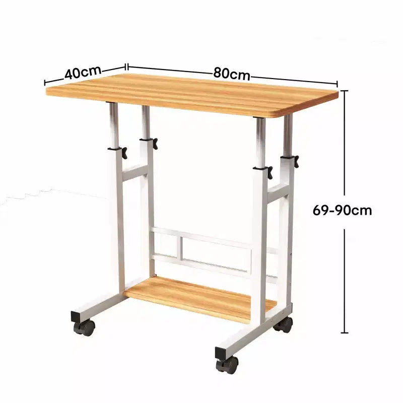 Table réglable mobile pour chevet ou dortoir, table d'ordinateur portable, d'étude et de salle à manger de 80x40cm pour la maison ou la chambre à coucher