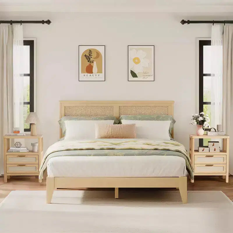 Tables de chevet en chêne 20, lot de 2, avec tiroir et étagère, 2 niveaux, pour chambre à coucher