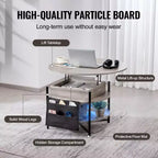 Table basse VEVOR avec plateau relevable, table basse ronde de 35,3 pouces avec poches de rangement supplémentaires, table basse relevable pour salon, gris foncé