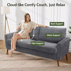 Dyonery Causeuse Moderne du Milieu du Siècle 68 Canapé Rétro | Assise Profonde 24 Cloud | Support Bois Massif 800lb