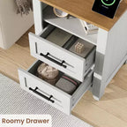 2 tables de chevet de ferme avec station de recharge, 2 tiroirs et étagère ouverte, prises USB/Type-C/AC, table d'appoint pour chambre à coucher, salon