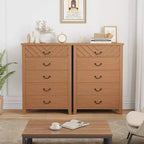 Commode de chambre à 5 tiroirs de style ferme, commode haute de 114,8 cm, tiroir vertical de rangement autoportant, commode de rangement en bois pour chambre à coucher