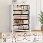Commode de chambre à 5 tiroirs de style ferme, commode haute de 114,8 cm, tiroir vertical de rangement autoportant, commode de rangement en bois pour chambre à coucher