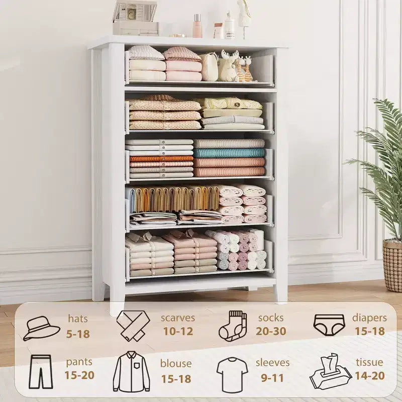 Commode de chambre à 5 tiroirs de style ferme, commode haute de 114,8 cm, tiroir vertical de rangement autoportant, commode de rangement en bois pour chambre à coucher