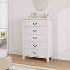 Commode de chambre à 5 tiroirs de style ferme, commode haute de 114,8 cm, tiroir vertical de rangement autoportant, commode de rangement en bois pour chambre à coucher