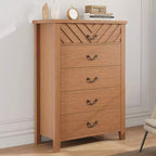 Commode de chambre à 5 tiroirs de style ferme, commode haute de 114,8 cm, tiroir vertical de rangement autoportant, commode de rangement en bois pour chambre à coucher