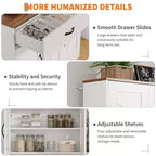 Armoire de rangement de cuisine haute de 71 pouces avec support pour micro-ondes, buffet de cuisine de style ferme avec étagères réglables pour salon, salle à manger