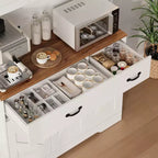 Armoire de rangement de cuisine haute de 71 pouces avec support pour micro-ondes, buffet de cuisine de style ferme avec étagères réglables pour salon, salle à manger