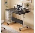 Small Adjustable Height Standing Desk, MDF+Steel Tube, Foldable & Portable Laptop Desk with Wheels for Small Space Home Office, Black