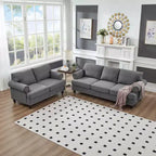 MAYEERTY Canapé sectionnel moderne au design classique avec clous Salon 5 places Rembourré Polyester Gris