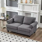 MAYEERTY Canapé sectionnel moderne au design classique avec clous Salon 5 places Rembourré Polyester Gris