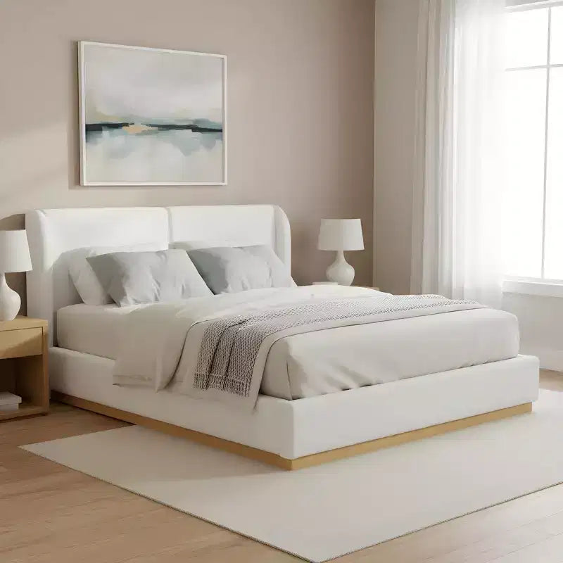 Christopher Knight Home Lit en bois rembourré Boucle Qian avec base encastrée et tête de lit