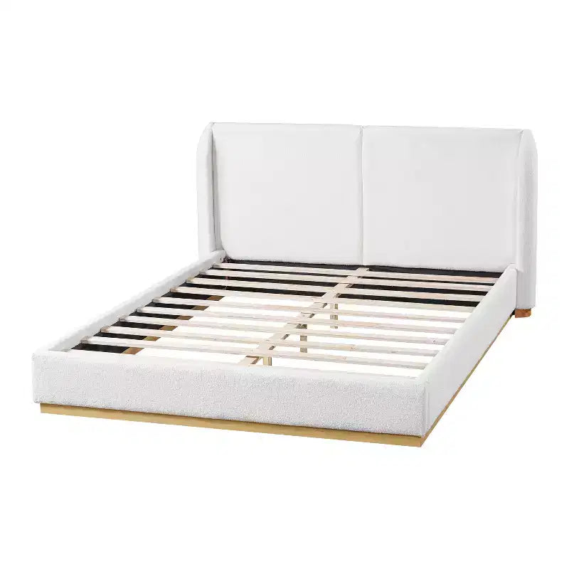 Christopher Knight Home Lit en bois rembourré Boucle Qian avec base encastrée et tête de lit