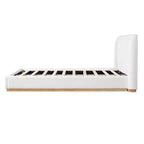 Christopher Knight Home Lit en bois rembourré Boucle Qian avec base encastrée et tête de lit